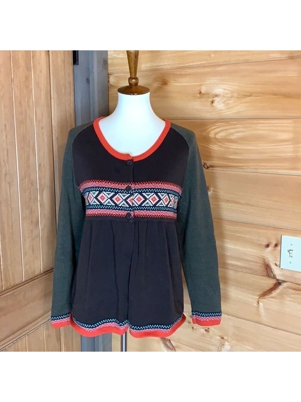 Hanna Andersson brown cardigan sweater Size Large